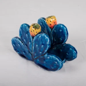 PORTA TOVAGLIOLI IN CERAMICA DECORO FICHI D’INDIA BLU DENIM